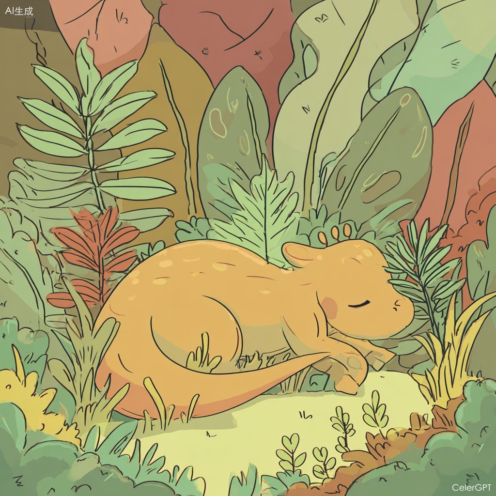 MJ 插画模板：小恐龙打盹 1/4