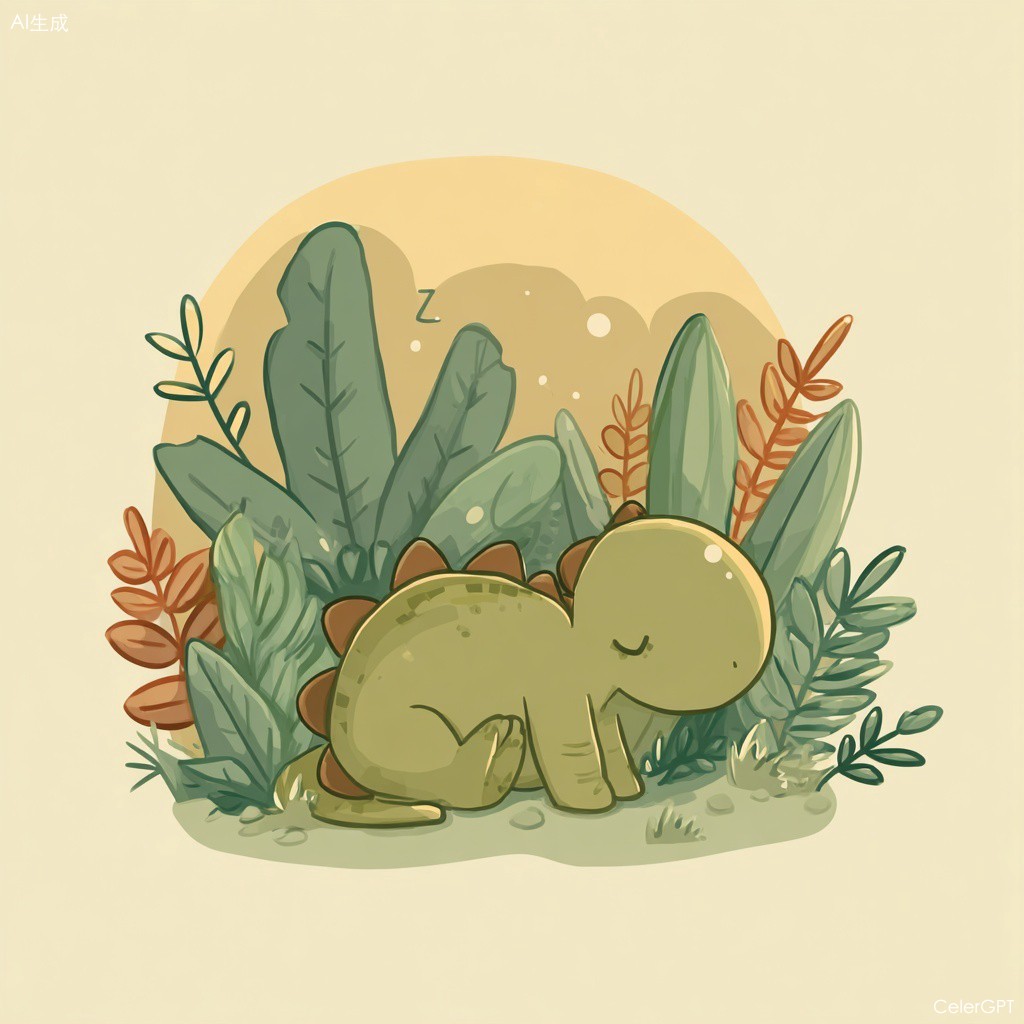 MJ 插画模板：小恐龙打盹 4/4