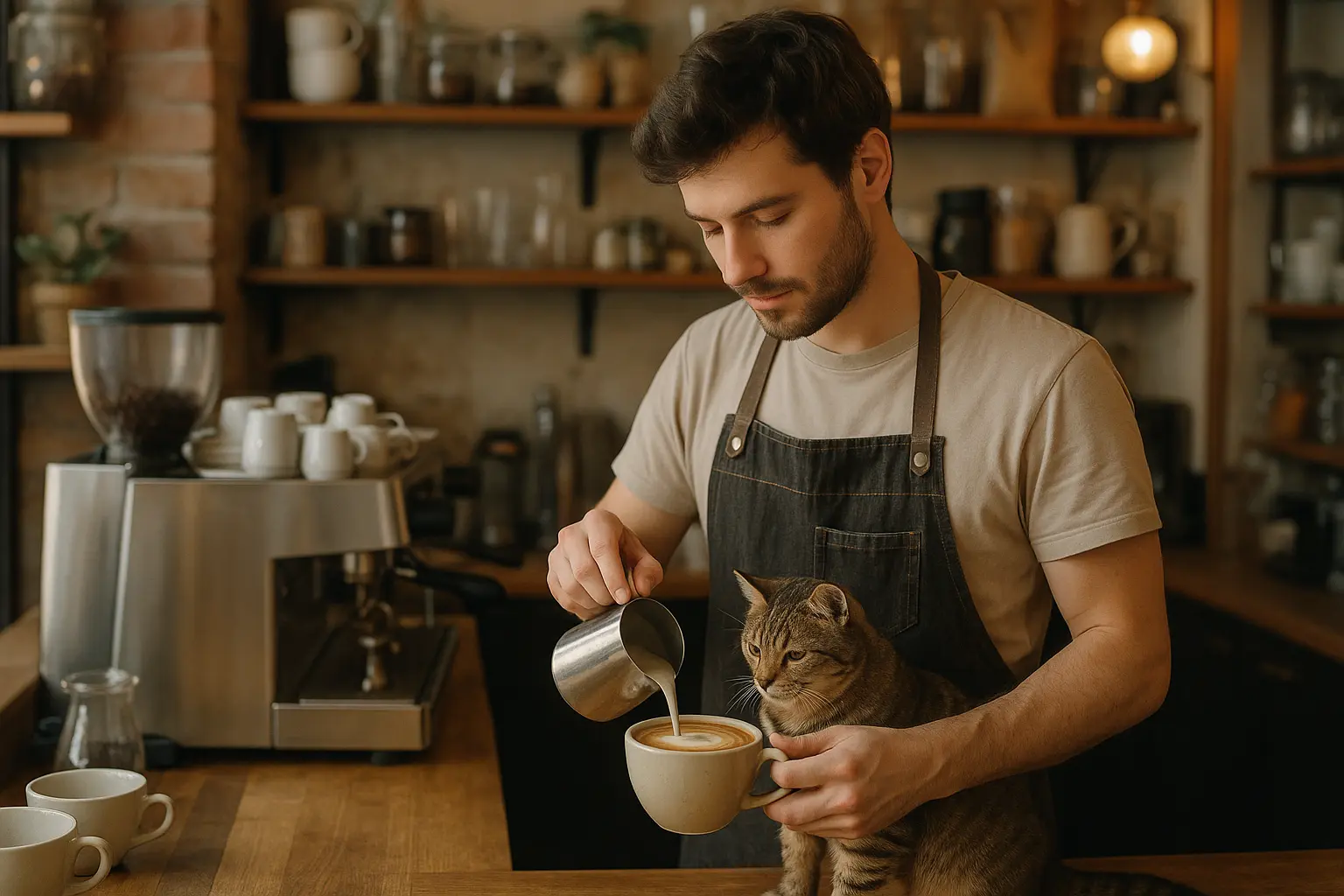 咖啡师与店里的猫